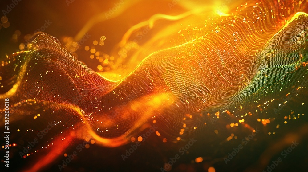 Aufkleber abstract 3d network of glowing lines and data visualizations