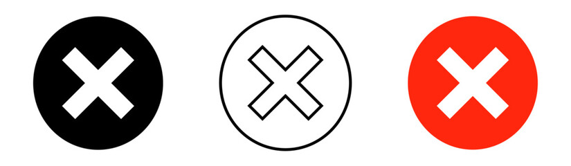 Three crosses in black, white, and red circular backgrounds.