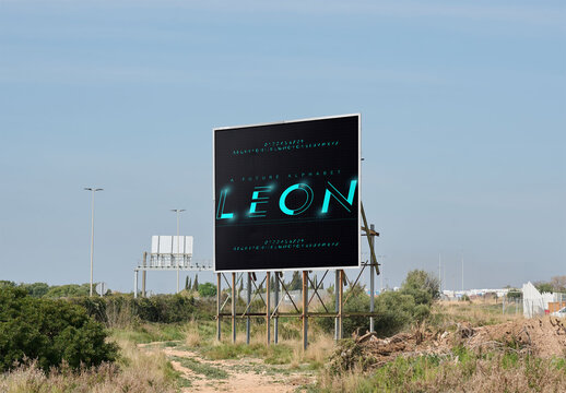 Mockup Billboard Ready for Customization in an Open Landscape Space