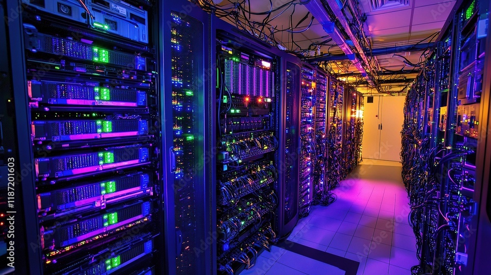 Aufkleber high-tech server room with interconnected storage and dynamic lighting