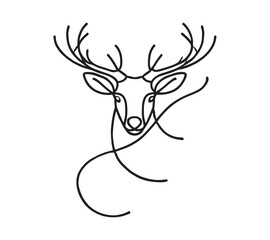 Creative simple one line art. deer head, minimalistic style black