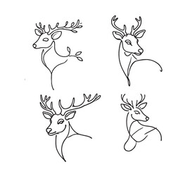Naklejka premium Creative simple one line art. deer head, minimalistic style black