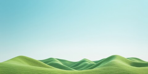 Serene Rolling Green Hills Under a Clear Blue Sky