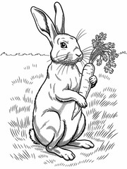 happy easter, easter bunny coloring page. printable. vol 1.