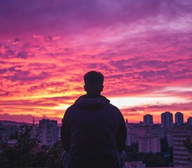 Fototapeta premium Contemplative Sunset Silhouette