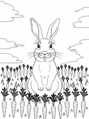 happy easter, easter bunny coloring page. printable. vol 1.