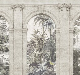 Old arch in the exotic forest