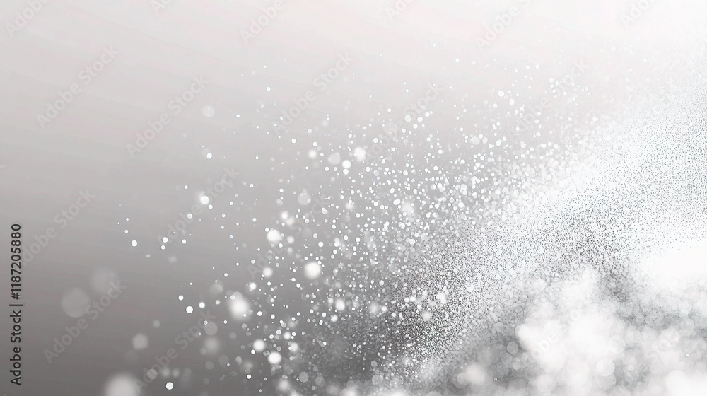 Poster elegant flow of white particles on soft gray gradient background
