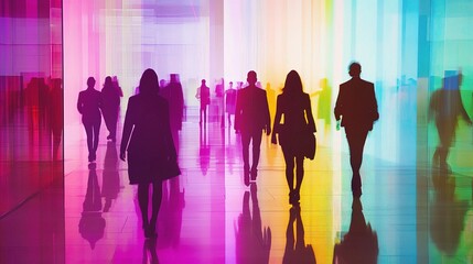 Creative Business People Silhouettes in Colorful Modern Environment