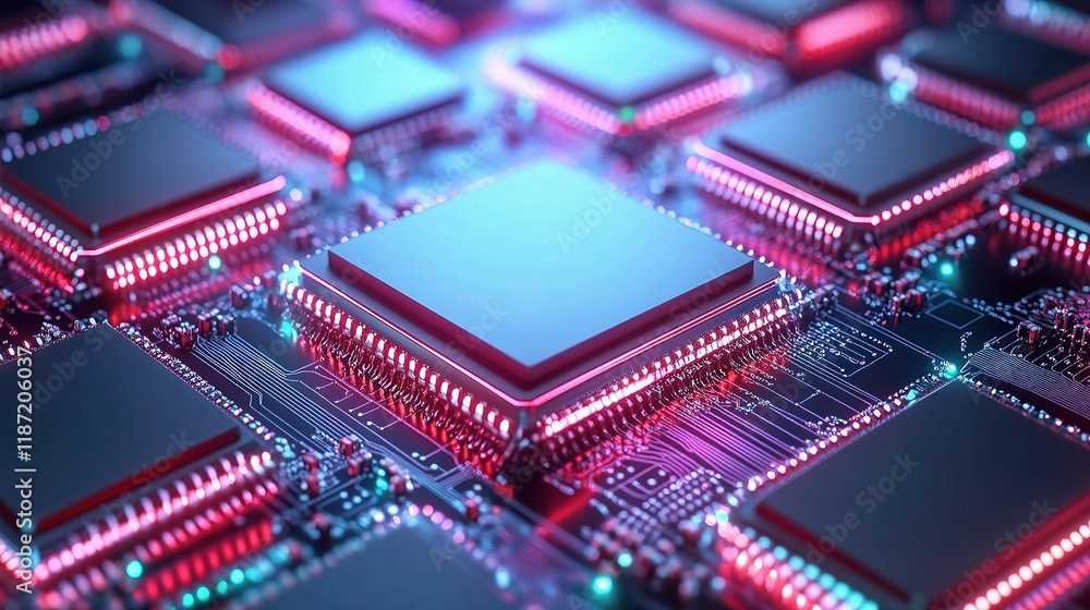 Poster central processing unit concept with vibrant lines and texture