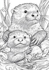 Sea Otters Coloring Pages