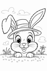 happy easter, easter bunny coloring page. printable. vol 1.