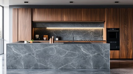 Compact yet functional kitchen with white cabinets, granite countertops, and modern appliances, copy space