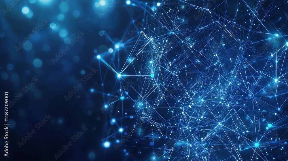 Poster intricate deep blue circuit board design with fine lines and patterns