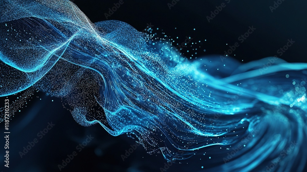 Poster abstract blue technology design with dynamic lines and scale