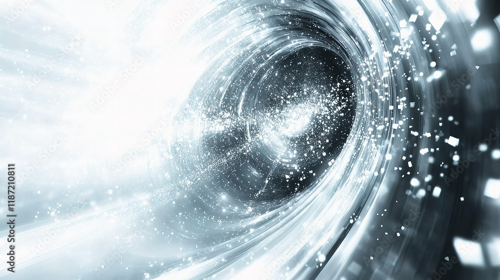 Poster Dynamic Abstract Flow of Gray and White Particles with Lines