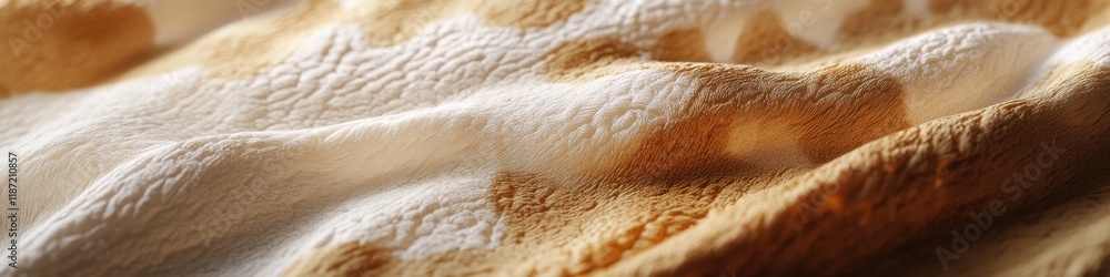 Poster closeup texture of soft beige and brown fabric with curved patterns
