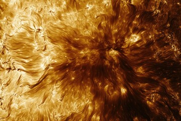 Solar prominence, solar flare and magnetic storms. Plasma flash on surface of a star. The sun on blue space background