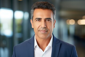 Fototapeta premium Portrait of a mature businessman exuding confidence in a contemporary office environment