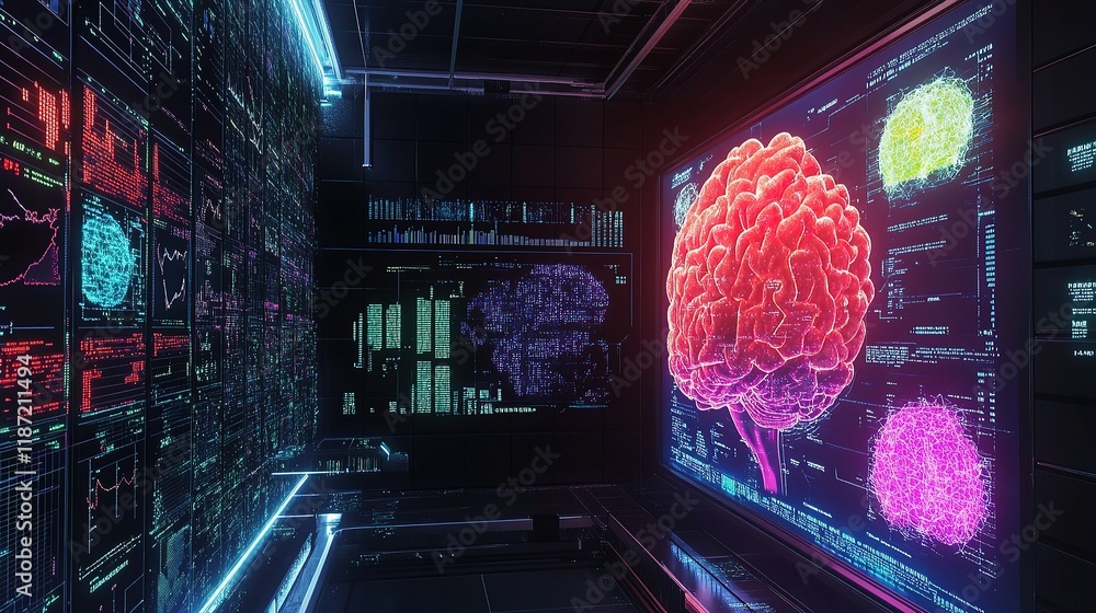 Aufkleber futuristic visualization of brain in artificial intelligence environment