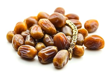 Obraz premium Ramadan Dates and Lanterns on White Background
