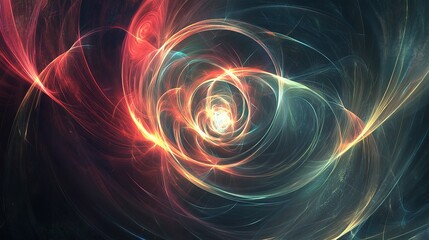 Fototapeta premium Futuristic Glowing Circular Lines on a Dark Abstract Background