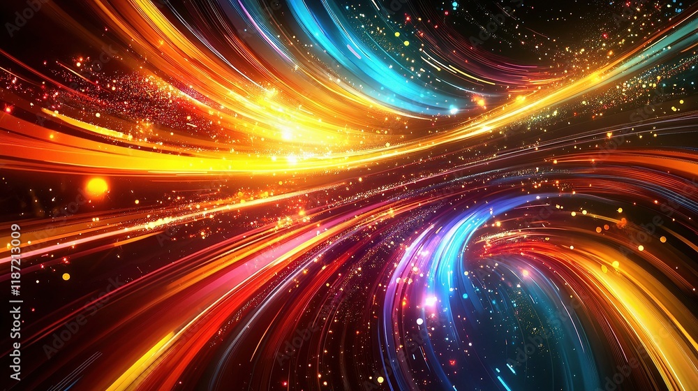 Poster Abstract Internet Connection Background with Colorful Lines and Lights