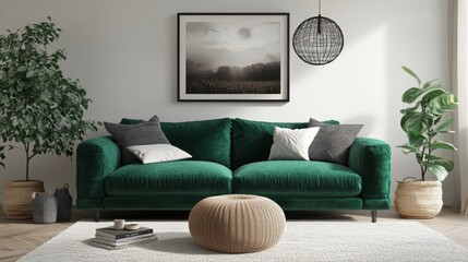 Elegant Green Sofa in Modern Living Room with Stylish Decor