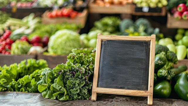 bazaar vegetables green sign for text on the counter
