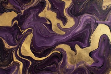 Obraz premium Rich swirls of deep purple and shimmering gold create an elegant