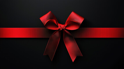 Elegant Red Satin Ribbon with Bow on Black Background Perfect for Celebration and Gift Themes