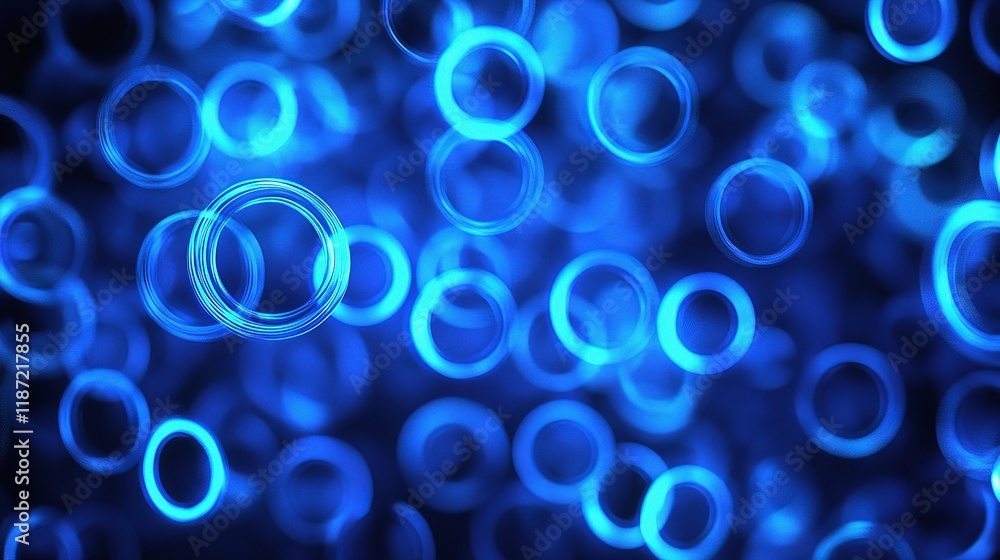 Poster abstract blue led technology background with circular light patterns