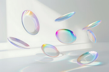 Floating Holographic Shapes - Mesmerizing Abstract Iridescent Art