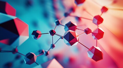 Geometric shapes inspired by molecular structures, arranged in a harmonious composition