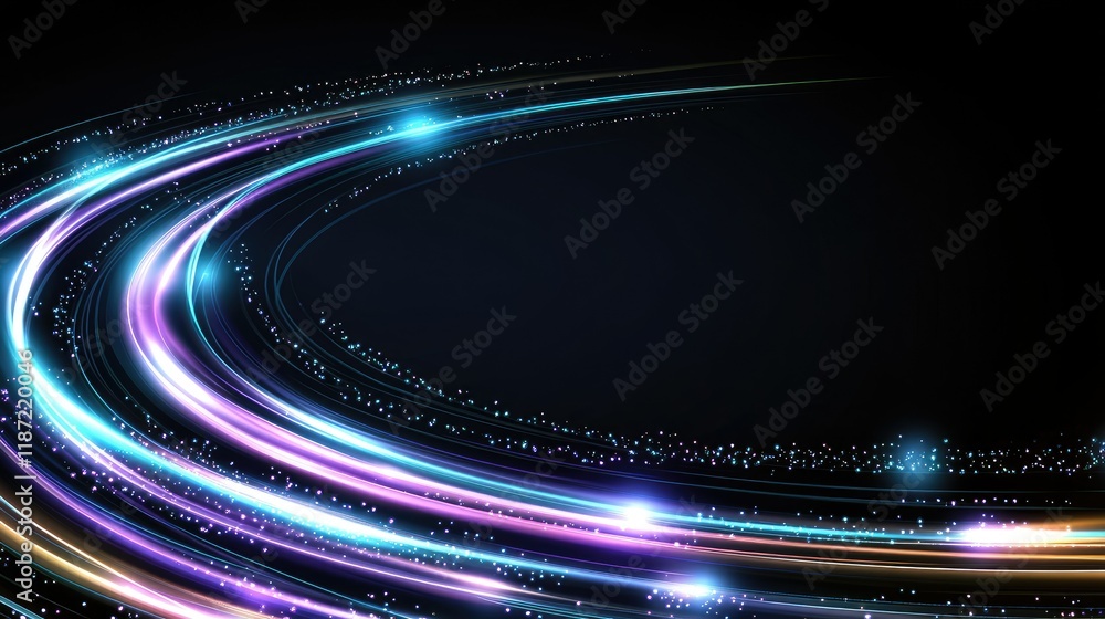 Poster glowing rays of neon light create a mesmerizing effect in a vibrant tunnel, evoking themes of time t