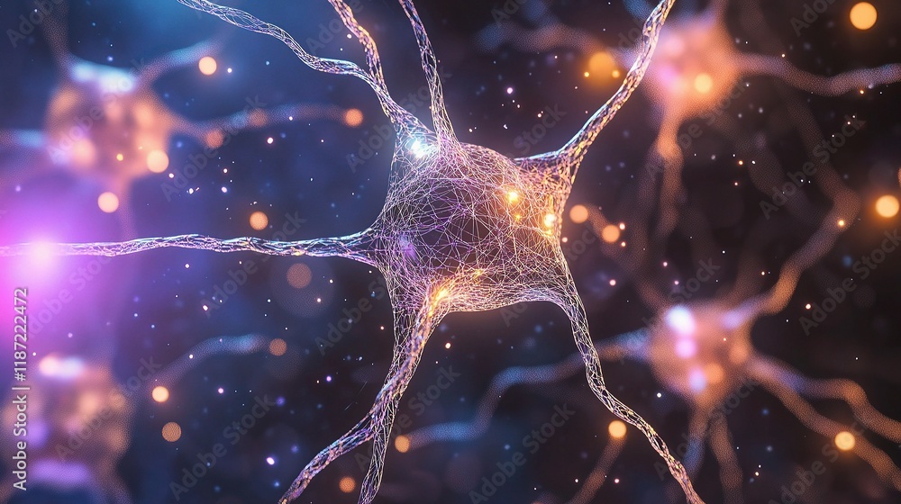 Poster neural connections in a futuristic science and technology visualization