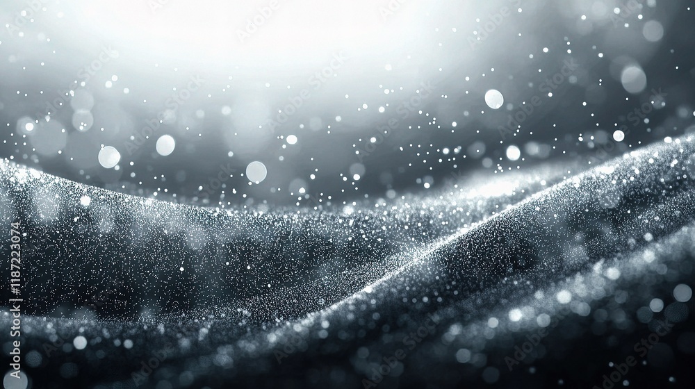 Poster abstract flowing gray and white particles with sleek lines and texture