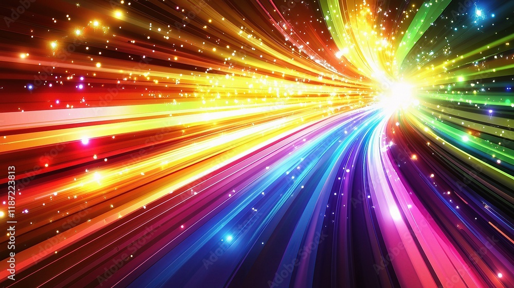 Poster abstract background of colorful lines and lights in motion