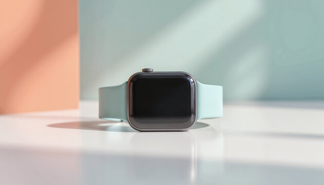 Colorful Smartwatch Mockup, Smartwatch against a soft pastel background