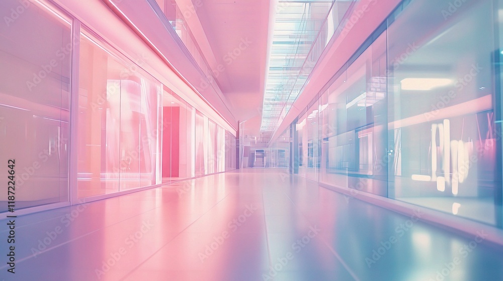 Aufkleber abstract blurred technology space with empty perspective lines
