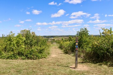 The beginning of the path in the countryside.