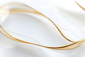 Luxurious white background featuring smooth golden curved lines for an elegant presentation