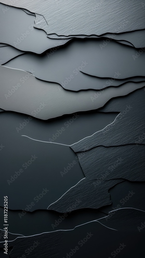 Poster dark stone wall with a close-up view of textured slate surfaces featuring intricate patterns and a r