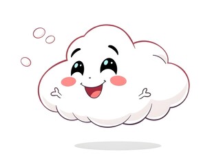 Obraz premium Cartoon Cloud Character Blowing Gentle Breeze with Joyful Expression