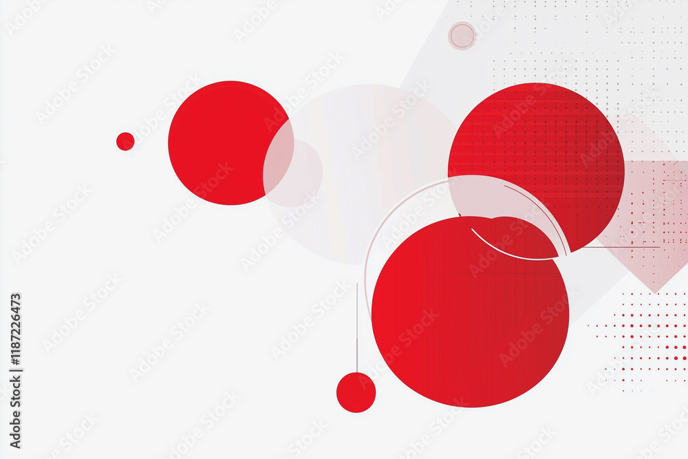 Aufkleber white background with red circles on it. the circles are of different sizes and are arranged in a wa