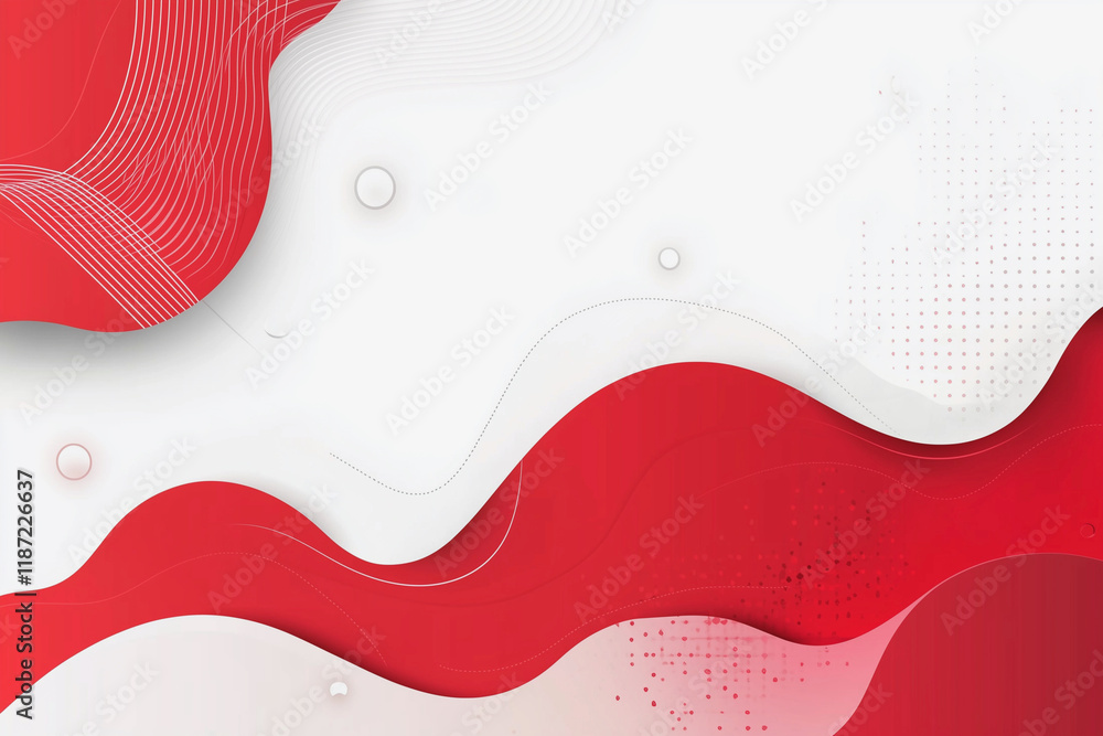 Poster red wave is flowing on a white background. the red wave is smooth and the white background is also s