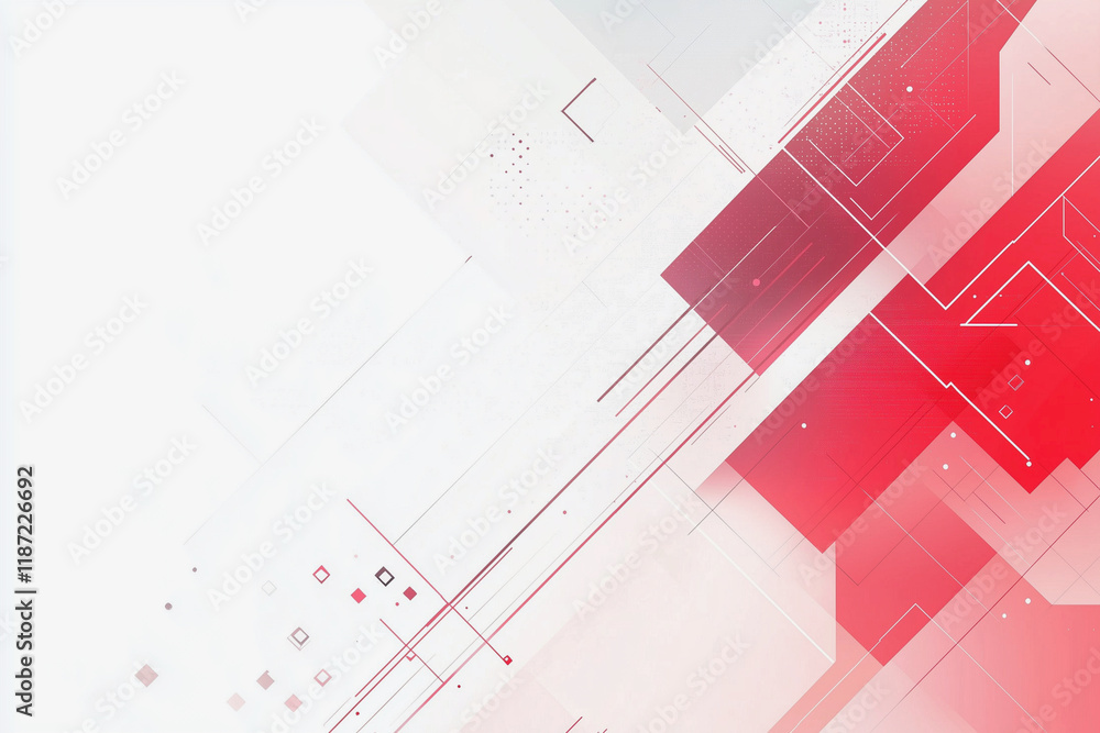 Aufkleber white background with red squares and lines. the image has a futuristic feel to it