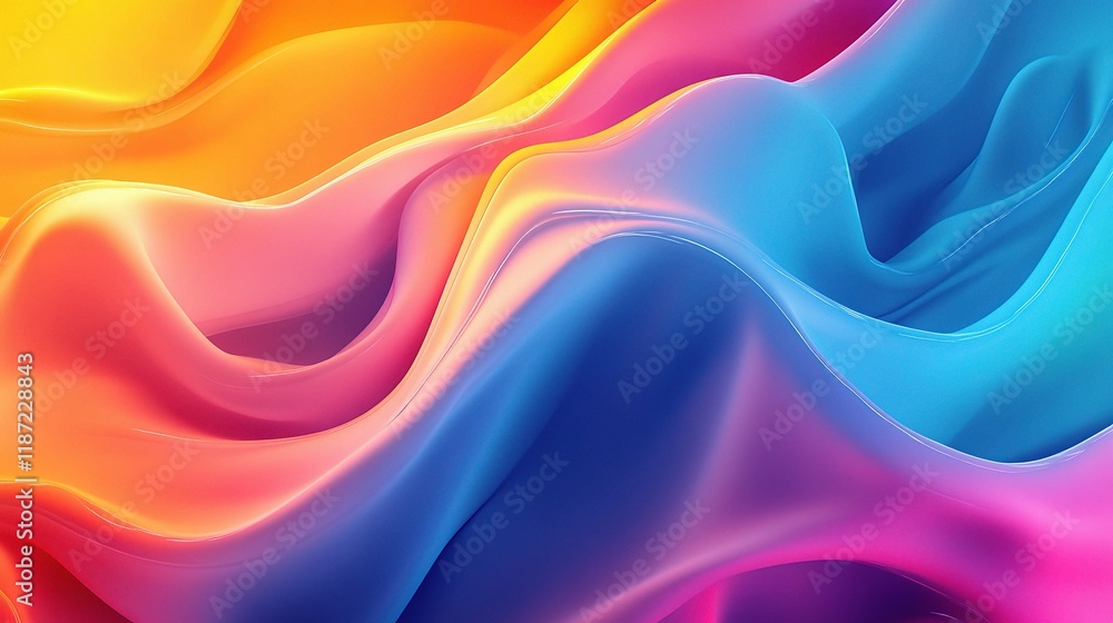Poster vibrant abstract patterns of light in neon colors and fluid lines