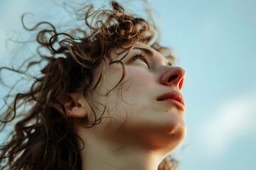 Fototapeta premium Woman with Windblown Hair