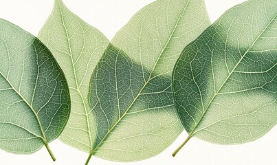 Obraz premium Green leaves, nature, botanical, background, white, design, texture, pattern, spring